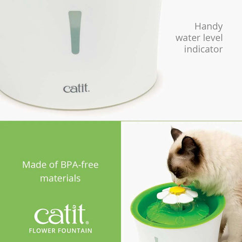 Image of cat drinking from CATIT Original Cat Flower Fountain 3L - Pets Villa.