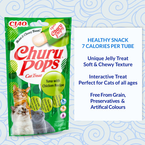 Image of the advantages of CHURU Pops Cat Tuna with Chicken Recipe 4x15g - Pets Villa.
