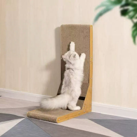 Front image of Corrugated Paper L Shaped Cat Scratcher - Pets Villa.