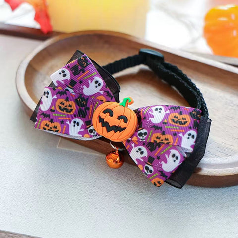 Pumpkin collar Halloween Pet Collar with Bell Assorted - Pets Villa.