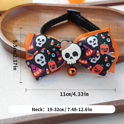 Image of the size of Halloween Pet Collar with Bell Assorted - Pets Villa.