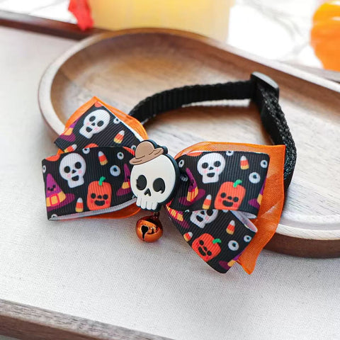 Skull collar Halloween Pet Collar with Bell Assorted - Pets Villa.