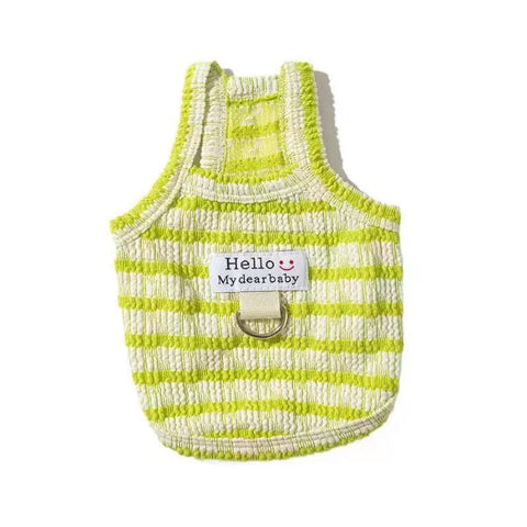 Image of the green variant of Hello Baby Striped Pet Vest - Pets Villa.