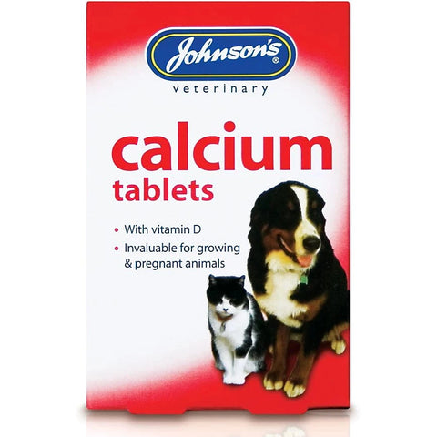 Front image of JOHNSON'S Calcium Tablets for Cats and Dogs 40 Tablets - Pets Villa.