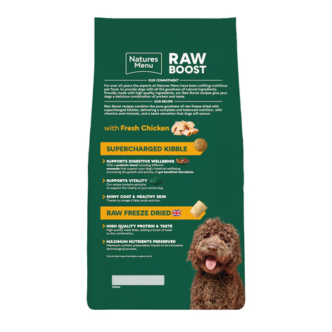 Back image of NATURES MENU Raw Boost with Fresh Chicken Adult Dog Food - Pets Villa.