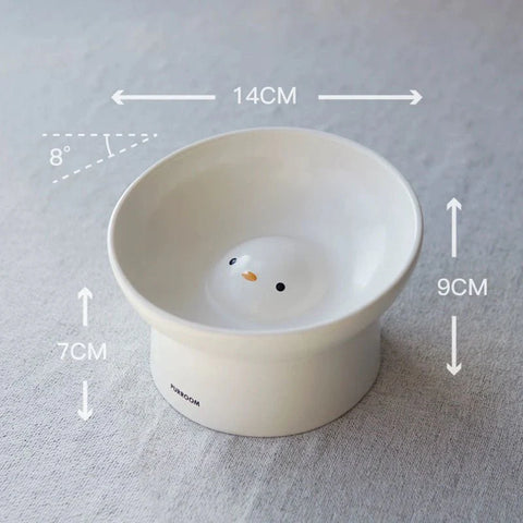 Image showing the size of PURROOM Little Chick Elevated Ceramic Pet Bowl - Pets Villa.