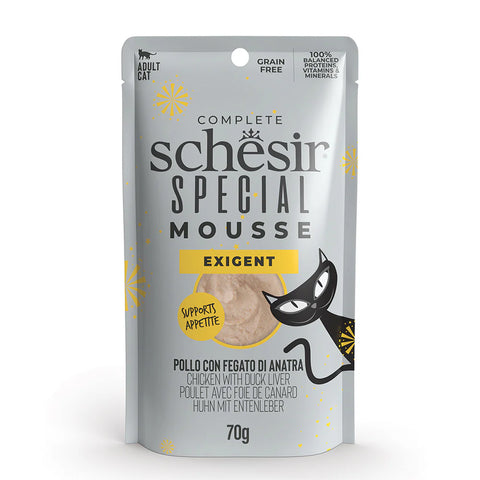 Front image of SCHESIR Special Mousse Exigent Chicken with Duck Liver - Pets Villa.