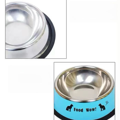 Image showing the stainless steal of Stainless Steel Cartoon Colourful Pet Bowl - Pets Villa.