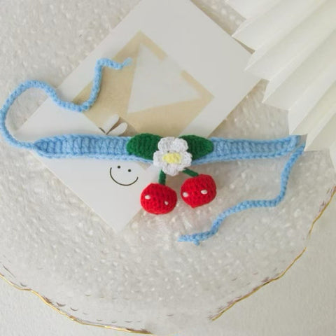 Image of the blue variant of Strawberry Woven Pet Collar - Pets Villa.