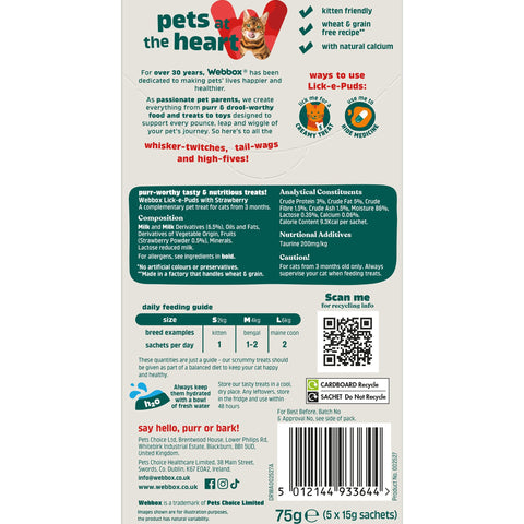 Back image of WEBBOX Cat Lick-e-Puds with Vanilla 5x75g - Pets Villa.