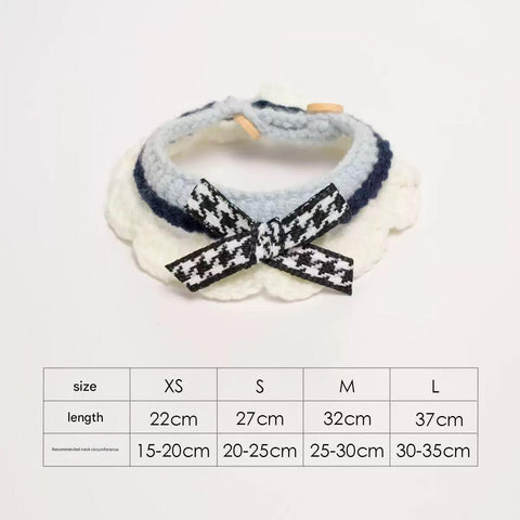 Image of a size chart for White and Blue Handcrafted Woven Pet Collar - Pets Villa.
