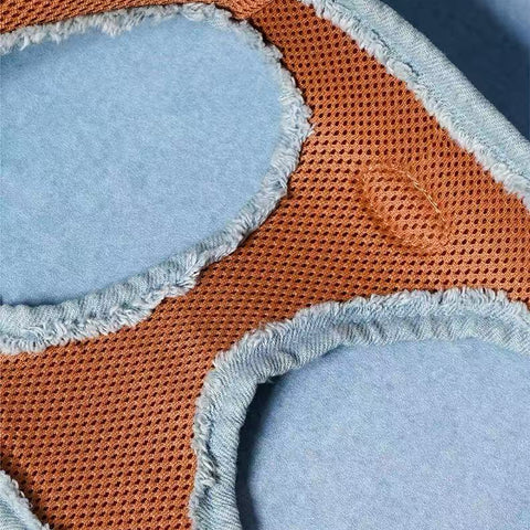 Close up of inside fabric of ZEZE Denim Pet Harness and Lead - Pets Villa.