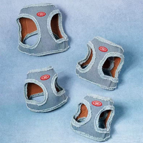 Image of the size harnesses of ZEZE Denim Pet Harness and Lead - Pets Villa.