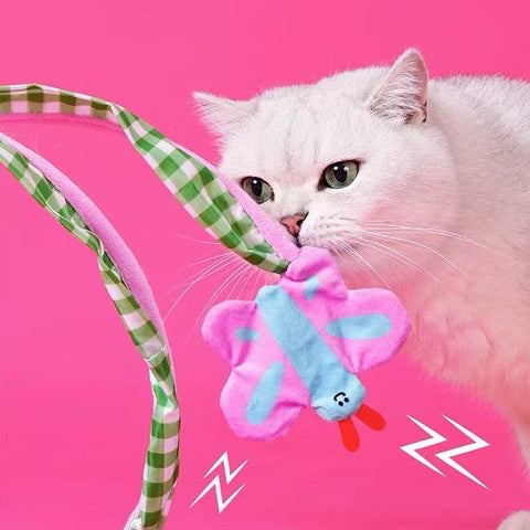 Image of cat sniffing ZEZE Funny Spring Tunnel Toy - Pets Villa.