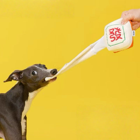 Image of dog using the ZEZE Rich Mahjong Enrichment Dog Toy - Pets Villa.
