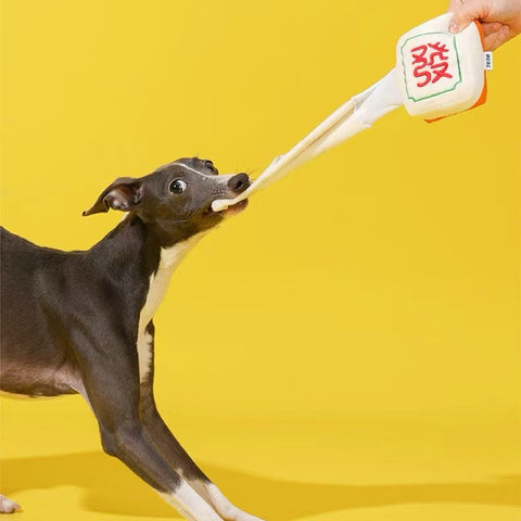 Image of dog playing with ZEZE Rich Mahjong Enrichment Dog Toy - Pets Villa.