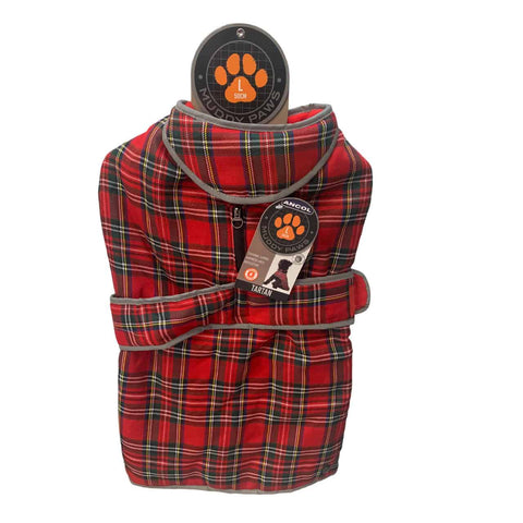 ANCOL Muddy Paws Red Tartan Dog Coat - Pets Villa