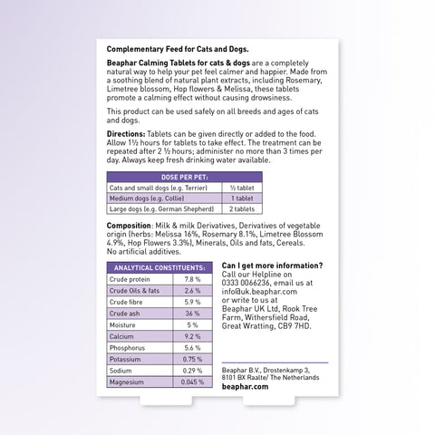 BEAPHAR Calming Tablets for Cats and Dogs 20 Tablets - Pets Villa