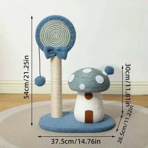 Blue Candy Mushroom Cat Scratching Post - Pets Villa