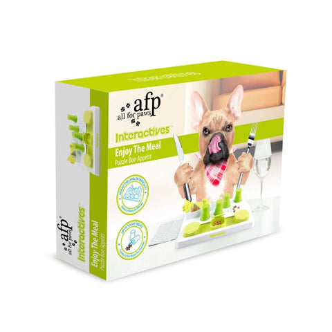 Close-up of treat compartments in ALL FOR PAWS Bon Appetit Puzzle Toy