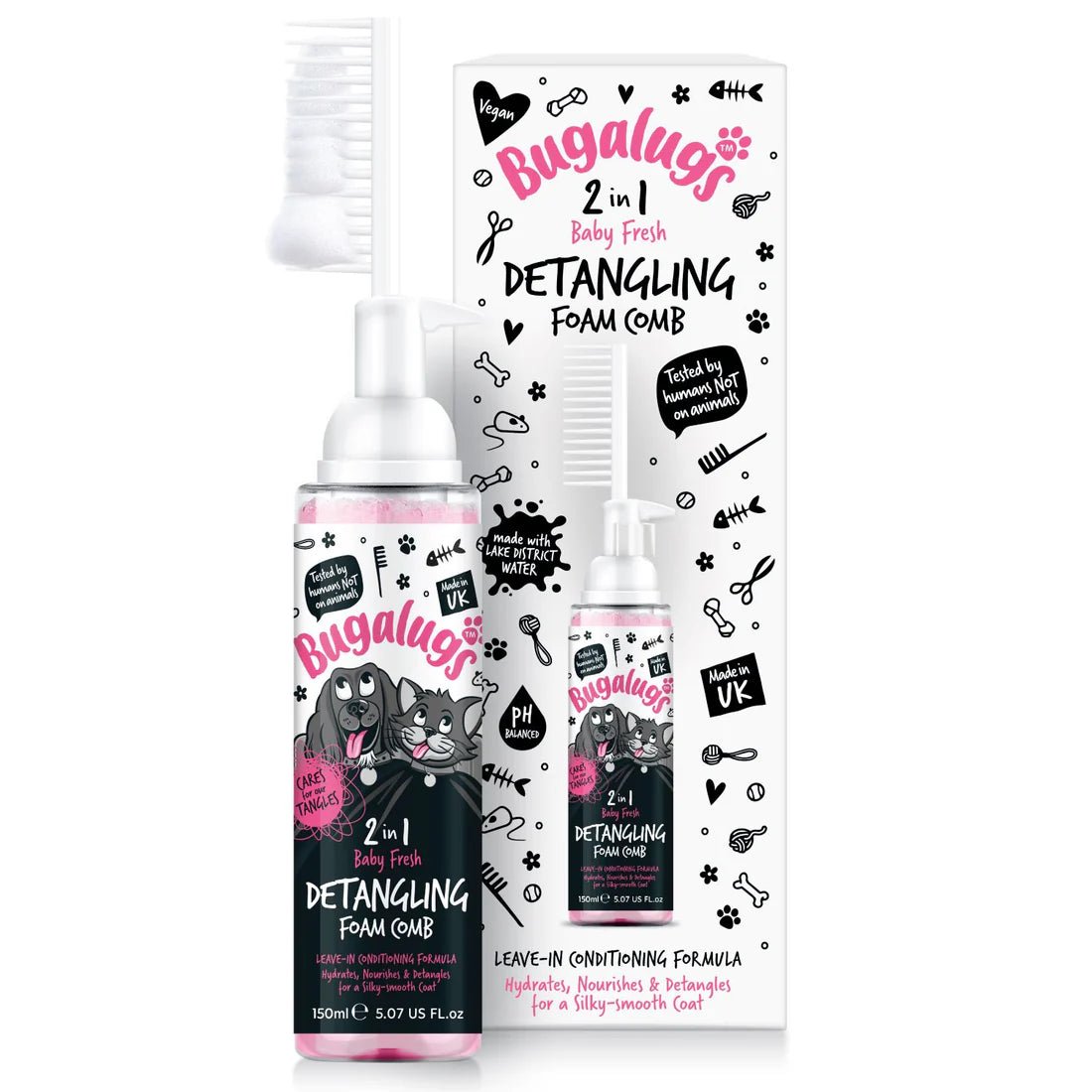 BUGALUGS 2 In 1 Baby Fresh Detangling Foam Comb For Dogs And Cats bugalugs-2-in-1-baby-fresh-detangling-foam-comb-for-dogs-and-cats