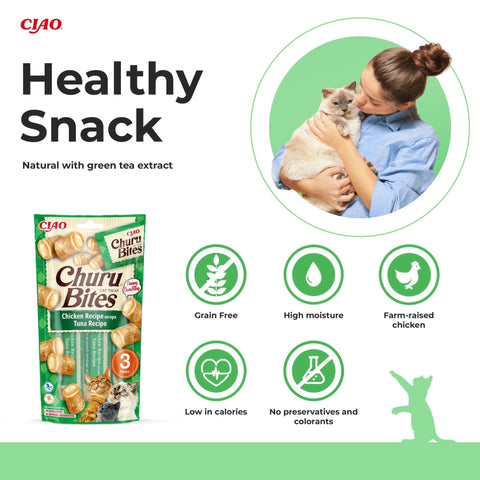 CHURU Bites Cat Treat Chicken Recipe Wraps Tuna Recipe 3x10g - Pets Villa