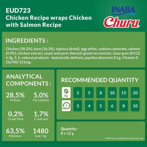 CHURU Bites Dog Treats Chicken Recipe Wraps Chicken with Salmon Recipe 8x12g - Pets Villa