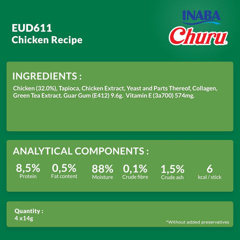 CHURU Dog Treat Chicken Recipe 4x14g - Pets Villa