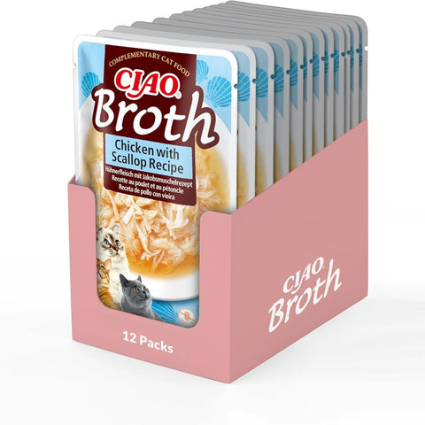CIAO Cat Broth Chicken with Scallop Recipe - Pets Villa