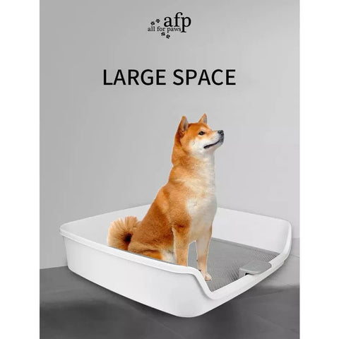 Training potty tray for dogs with removable pee post to encourage natural marking habits