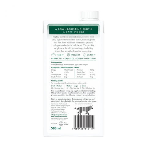 EDEN Free Range Chicken Bone Broth 500ml - Pets Villa