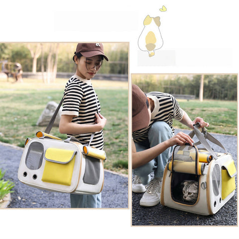 Foldable Mesh Pet Travel Bag - Pets Villa