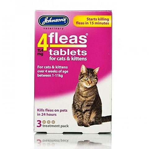 JOHNSON'S 4 Fleas Tablets for Cats and Kittens 3 pack - Pets Villa