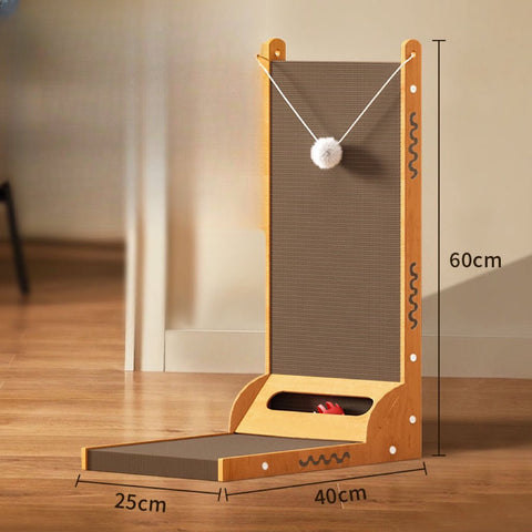 L Shaped Cat Scratcher with Ball Toy - Pets Villa