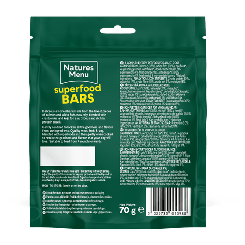 NATURES MENU Dog Superfood Bars Salmon and White Fish Treats 70g - Pets Villa