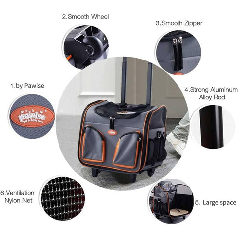 PAWISE Travel Trolley Bag for Pets - Pets Villa