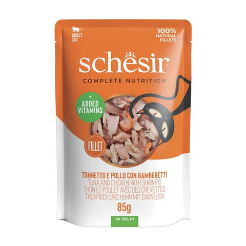 SCHESIR Complete Nutrition Tuna and Chicken with Shrimps in Jelly - Pets Villa