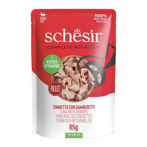 SCHESIR Complete Nutrition Tuna Fillet with Shrimps in Jelly - Pets Villa