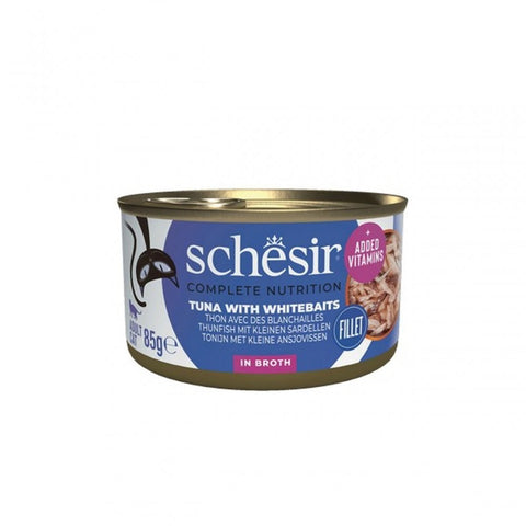 SCHESIR Complete Nutrition Tuna with Whitebaits in Broth Cat Can - Pets Villa