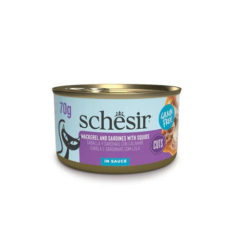 SCHESIR Mackerel and Sardines with Squid in Sauce 70g - Pets Villa