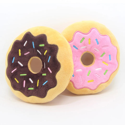 Squeaky Plush Doughnut Dog Toy (Random) - Pets Villa