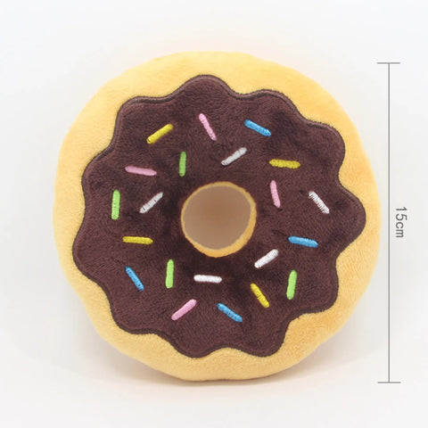 Squeaky Plush Doughnut Dog Toy (Random) - Pets Villa