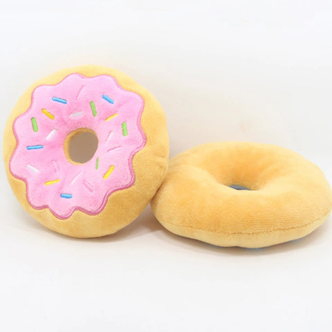 Squeaky Plush Doughnut Dog Toy (Random) - Pets Villa