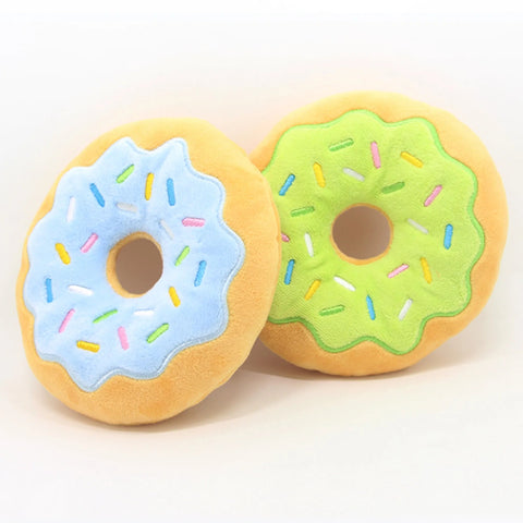 Squeaky Plush Doughnut Dog Toy (Random) - Pets Villa