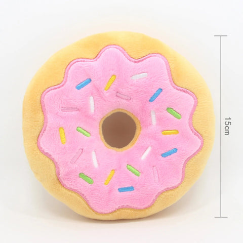 Squeaky Plush Doughnut Dog Toy (Random) - Pets Villa