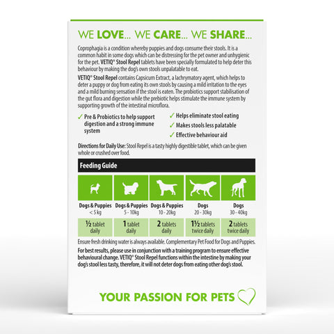 VETIQ Stool Repel 30 Tablets for Dogs and Puppies - Pets Villa