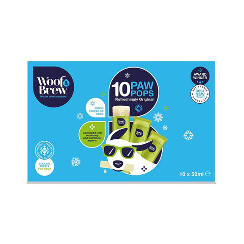 WOOF & BREW 10 Paw Pops Freezable Ice Pops for Dogs (10x50ml) - Pets Villa
