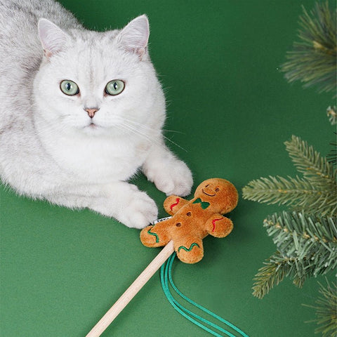 ZEZE Christmas Gingerbread Man Cat Wand - Pets Villa