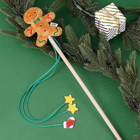 ZEZE Christmas Gingerbread Man Cat Wand - Pets Villa