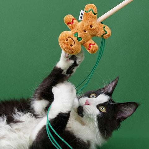 ZEZE Christmas Gingerbread Man Cat Wand - Pets Villa
